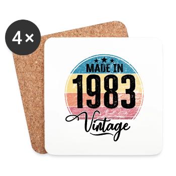Millésime Fabriqué en 1983 Année de naissance 1983 Anniversaire - Dessous de verre (lot de 4) - blanc - Devant