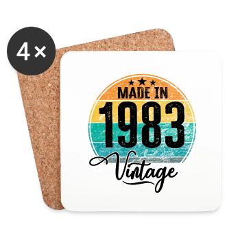 Millésime Fabriqué en 1983 Année de naissance 1983 Anniversaire - Dessous de verre (lot de 4) - blanc - Devant