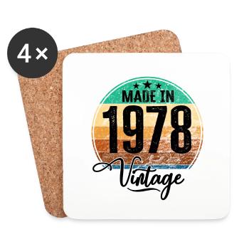 Millésime Fabriqué en 1978 Année de naissance 1978 Anniversaire - Dessous de verre (lot de 4) - blanc - Devant