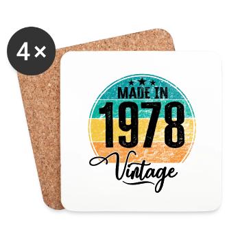 Vintage Fabriqué en 1978 Année de naissance 1978 Anniversaire - Dessous de verre (lot de 4) - blanc - Devant