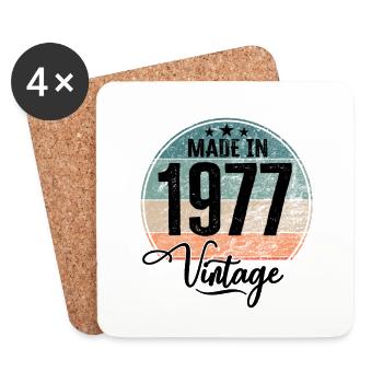 Vintage Made in 1977 Year of birth 1977 Birthday - Coasters (set of 4) - white - Front