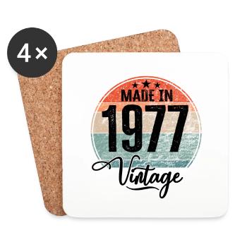 Vintage Made in 1977 Year of birth 1977 Birthday - Coasters (set of 4) - white - Front
