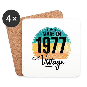 Vintage Made in 1977 Year of birth 1977 Birthday - Coasters (set of 4) - white - Front