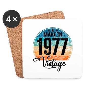 Vintage Made in 1977 Year of birth 1977 Birthday - Coasters (set of 4) - white - Front
