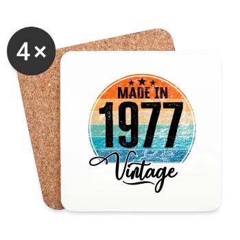Vintage Made in 1977 Year of birth 1977 Birthday - Coasters (set of 4) - white - Front