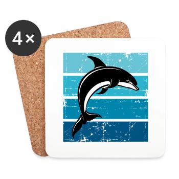 Dolphin Ocean Sea Whale Dolphin - Coasters (set of 4) - white - Front