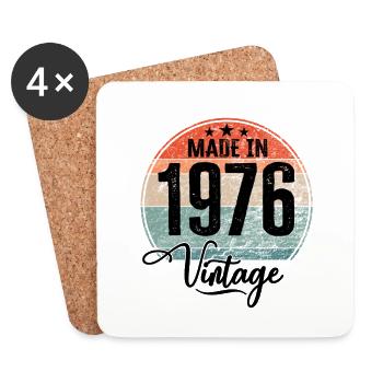 Vintage Made in 1976 Year of birth 1976 Birthday - Coasters (set of 4) - white - Front