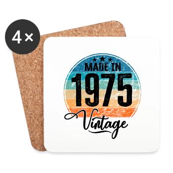 Vintage Made in 1975 Geburtsjahr 1975 Geburtstag - Untersetzer (4er-Set) - Weiß - Vorne