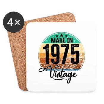 Vintage Made in 1975 Geburtsjahr 1975 Geburtstag - Untersetzer (4er-Set) - Weiß - Vorne