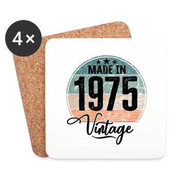 Vintage Made in 1975 Geburtsjahr 1975 Geburtstag - Untersetzer (4er-Set) - Weiß - Vorne