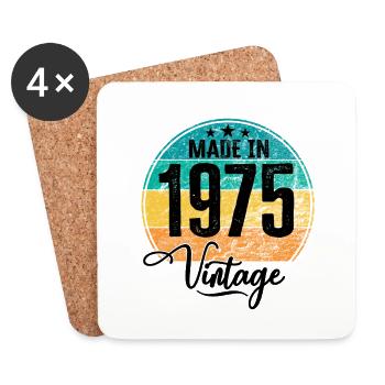 Vintage Made in 1975 Geburtsjahr 1975 Geburtstag - Untersetzer (4er-Set) - Weiß - Vorne