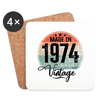 Vintage Made in 1974 Geburtsjahr 1974 Geburtstag - Untersetzer (4er-Set) - Weiß - Vorne