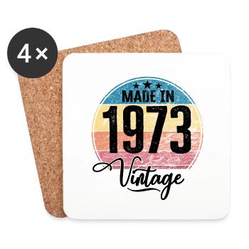 Millésime Fabriqué en 1973 Année de naissance 1973 Anniversaire - Dessous de verre (lot de 4) - blanc - Devant