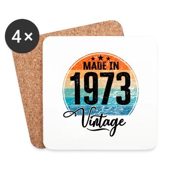 Millésime Fabriqué en 1973 Année de naissance 1973 Anniversaire - Dessous de verre (lot de 4) - blanc - Devant