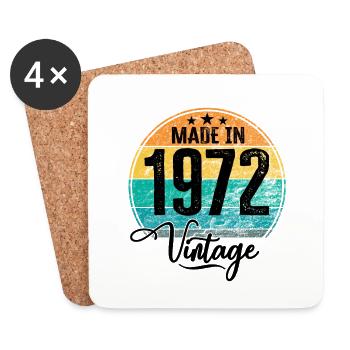 Millésime Fabriqué en 1972 Année de naissance 1972 Anniversaire - Dessous de verre (lot de 4) - blanc - Devant
