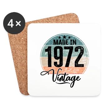 Millésime Fabriqué en 1972 Année de naissance 1972 Anniversaire - Dessous de verre (lot de 4) - blanc - Devant