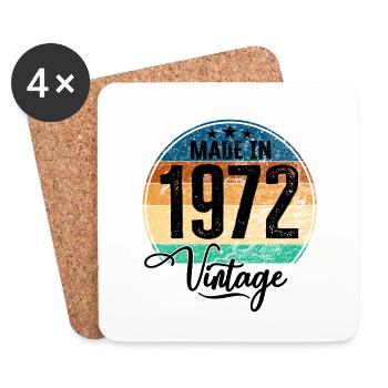 Millésime fabriqué en 1972 Année de naissance 1972 Anniversaire - Dessous de verre (lot de 4) - blanc - Devant