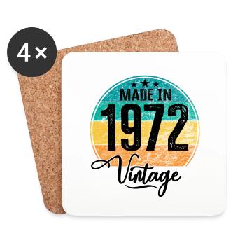 Millésime fabriqué en 1972 Année de naissance 1972 Anniversaire - Dessous de verre (lot de 4) - blanc - Devant