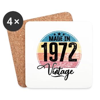 Millésime fabriqué en 1972 Année de naissance 1972 Anniversaire - Dessous de verre (lot de 4) - blanc - Devant