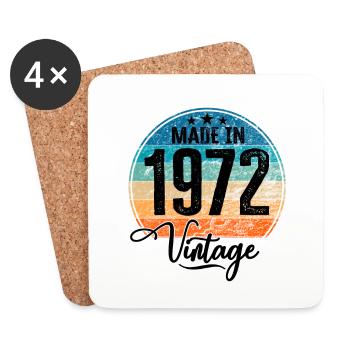 Millésime fabriqué en 1972 Année de naissance 1972 Anniversaire - Dessous de verre (lot de 4) - blanc - Devant