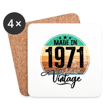 Millésime Fabriqué en 1971 Année de naissance 1971 Anniversaire - Dessous de verre (lot de 4) - blanc - Devant