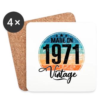 Vintage Made in 1971 Year of birth 1971 Birthday - Coasters (set of 4) - white - Front