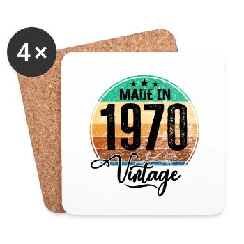 Millésime Fabriqué en 1970 Année de naissance 1970 Anniversaire - Dessous de verre (lot de 4) - blanc - Devant