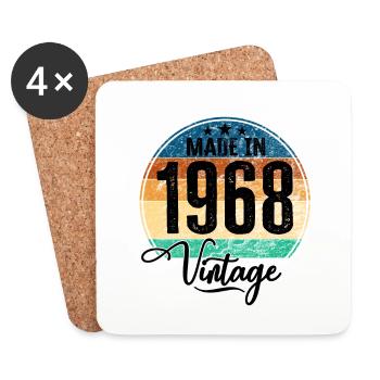 Vintage Fabriqué en 1968 Année de naissance 1968 Anniversaire - Dessous de verre (lot de 4) - blanc - Devant