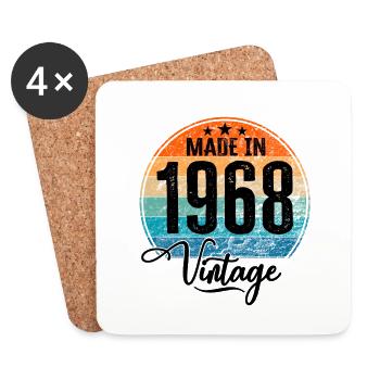 Millésime Fabriqué en 1968 Année de naissance 1968 Anniversaire - Dessous de verre (lot de 4) - blanc - Devant