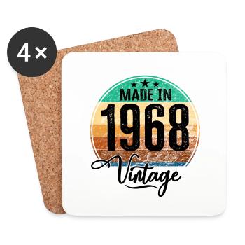 Millésime Fabriqué en 1968 Année de naissance 1968 Anniversaire - Dessous de verre (lot de 4) - blanc - Devant