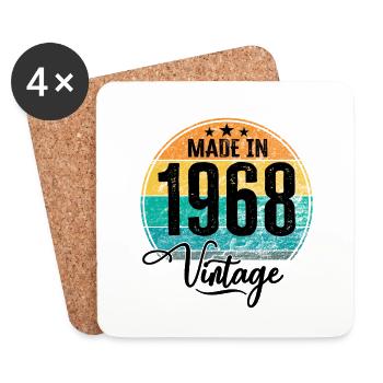 Millésime Fabriqué en 1968 Année de naissance 1968 Anniversaire - Dessous de verre (lot de 4) - blanc - Devant