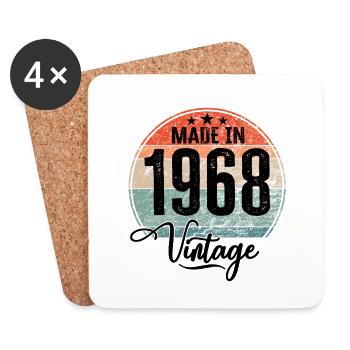 Millésime Fabriqué en 1968 Année de naissance 1968 Anniversaire - Dessous de verre (lot de 4) - blanc - Devant