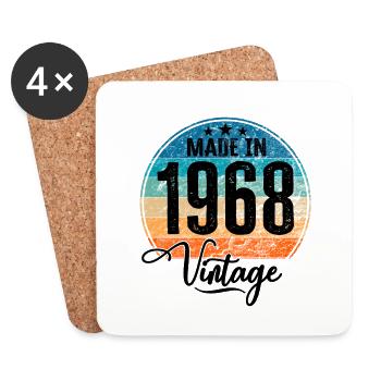 Millésime Fabriqué en 1968 Année de naissance 1968 Anniversaire - Dessous de verre (lot de 4) - blanc - Devant