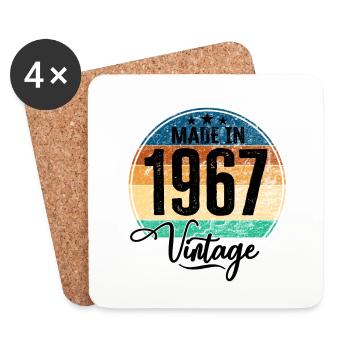 Vintage Fabriqué en 1967 Année de naissance 1967 Anniversaire - Dessous de verre (lot de 4) - blanc - Devant