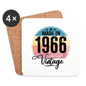 Millésime Fabriqué en 1966 Année de naissance 1966 Anniversaire - Dessous de verre (lot de 4) - blanc - Devant