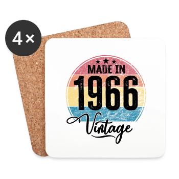 Millésime Fabriqué en 1966 Année de naissance 1966 Anniversaire - Dessous de verre (lot de 4) - blanc - Devant