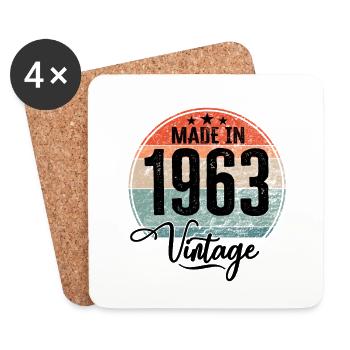 Vintage Made in 1963 Year of birth 1963 Birthday - Coasters (set of 4) - white - Front
