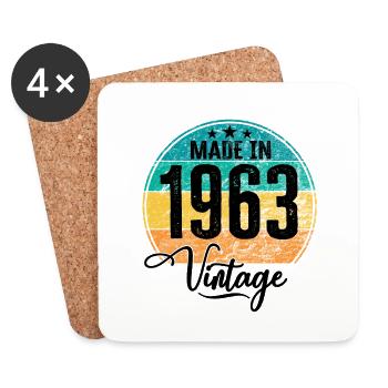 Vintage Made in 1963 Year of birth 1963 Birthday - Coasters (set of 4) - white - Front