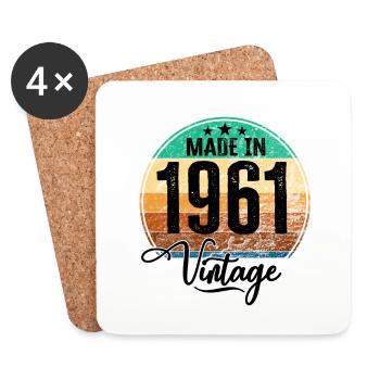 Millésime fabriqué en 1961 Année de naissance 1961 Anniversaire - Dessous de verre (lot de 4) - blanc - Devant