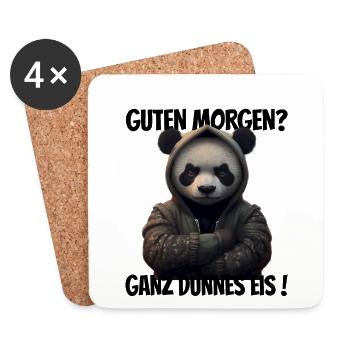 Guten Morgen? Ganz dünnes Eis! Lustiger Pandabär - Untersetzer (4er-Set) - Weiß - Vorne