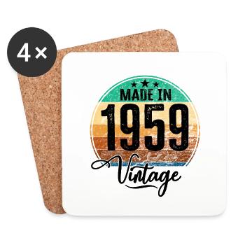 Vintage Made in 1959 Year of birth 1959 Birthday - Coasters (set of 4) - white - Front