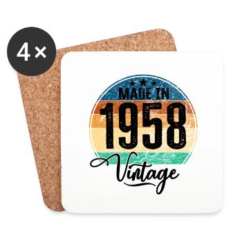 Vintage Made in 1958 Year of birth 1958 Birthday - Coasters (set of 4) - white - Front