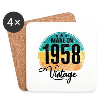 Vintage Made in 1958 Year of birth 1958 Birthday - Coasters (set of 4) - white - Front