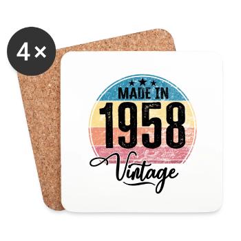 Vintage Made in 1958 Year of birth 1958 Birthday - Coasters (set of 4) - white - Front