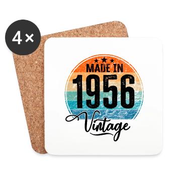 Vintage Made in 1956 Year of birth 1956 Birthday - Coasters (set of 4) - white - Front