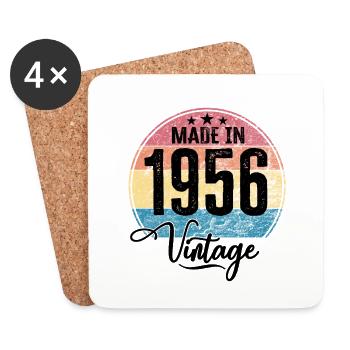 Vintage Made in 1956 Year of birth 1956 Birthday - Coasters (set of 4) - white - Front