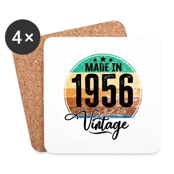 Vintage Made in 1956 Year of birth 1956 Birthday - Coasters (set of 4) - white - Front