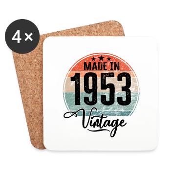 Vintage Made in 1953 Geburtsjahr 1953 Geburtstag - Untersetzer (4er-Set) - Weiß - Vorne