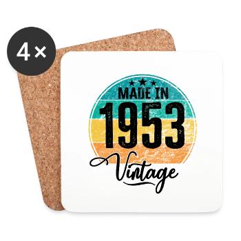 Millésime fabriqué en 1953 Année de naissance 1953 Anniversaire - Dessous de verre (lot de 4) - blanc - Devant