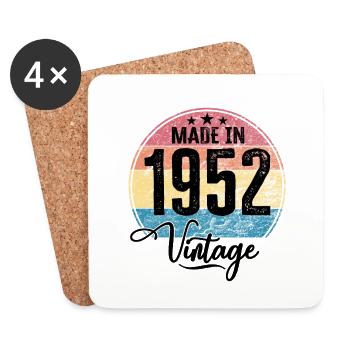 Millésime fabriqué en 1952 Année de naissance 1952 Anniversaire - Dessous de verre (lot de 4) - blanc - Devant